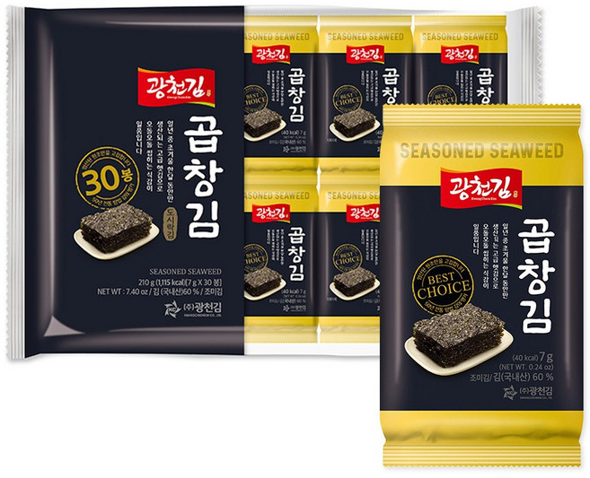 광천김 프리미엄 곱창 도시락김 30봉, 210g, 1개