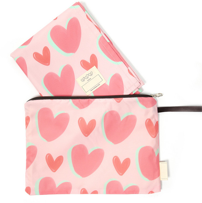 세맘스 양면방수 피크닉매트 + 파우치 세트, 로지