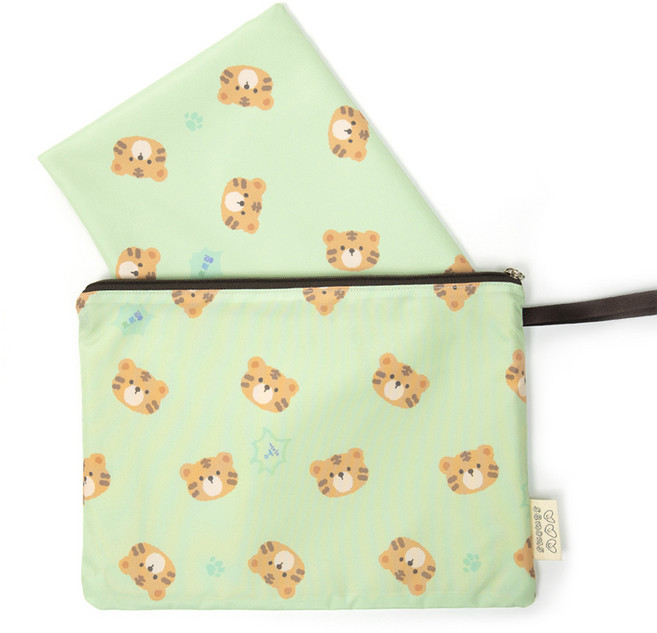 세맘스 양면방수 피크닉매트 + 파우치 세트, 아기호랑이