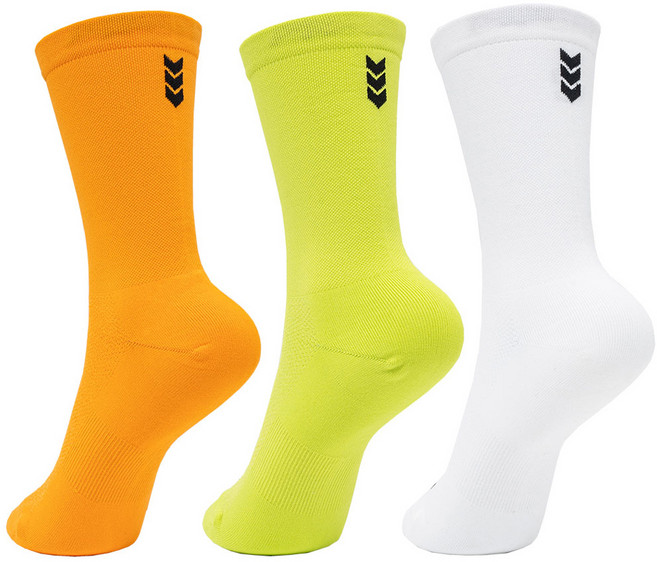 오투휠스 바이오맥스 스포츠 양말 3족 세트, 화이트 + 형광그린 + 형광오렌지, 1세트