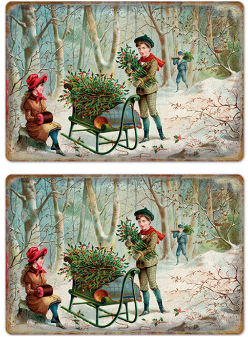 알로데 크리스마스 선물 벽 장식 틴액자 2p, 11 트리장식모집