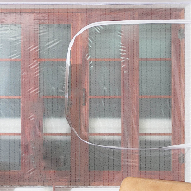 다샵 벨크로 부착형 창문형 지퍼식 방풍 바람막이 3중 에어캡 투명, 1개