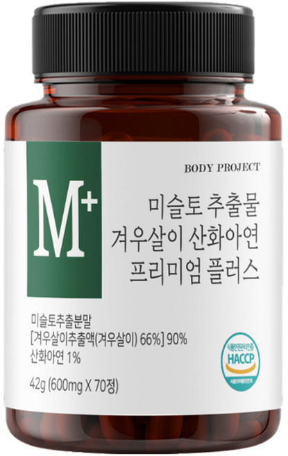바디프로젝트 미슬토 추출물 겨우살이 산화아연 프리미엄 플러스 42g, 1개, 70정