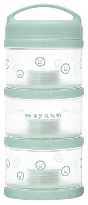모윰 유아용 휴대용 3단 분유케이스, 민트해피모어에디션, 1개