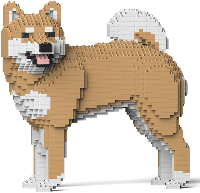 JEKCA 고개 돌린 시바 이누 강아지 블럭 S, 브라운, 1개