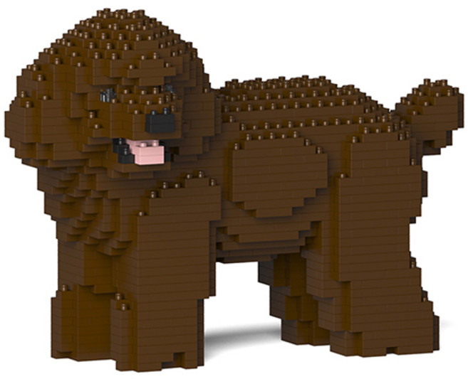 JEKCA 回頭看的玩具貴賓犬積木 S, 深棕色, 1個