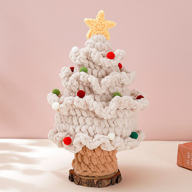 더플로우커머스 양모 크리스마스 트리 선물 장식 소품 스타, 베이지, 1개