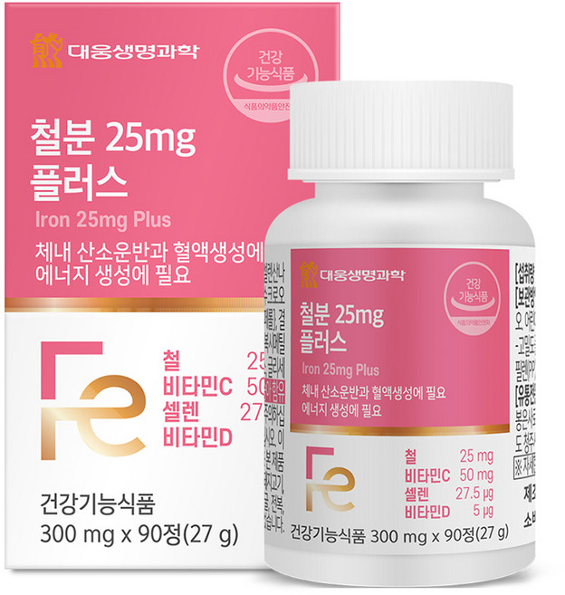 대웅생명과학 철분 25mg 플러스 27g, 90정, 1개
