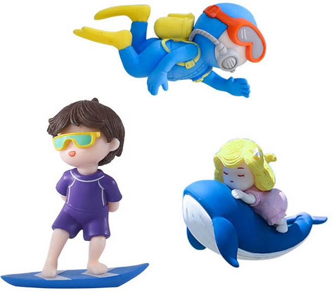 아쿠아비 서핑 웨일 수족관 장식 3종 세트, 1세트