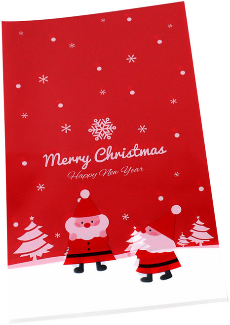 아이엔피 크리스마스 산타언덕 레드 쿠키봉투 비접착식 12 x 20 cm, 1개, 200개