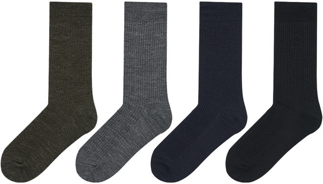 싹스탑 남성용 프리미엄 메리노울 립 크루 삭스 4종 세트