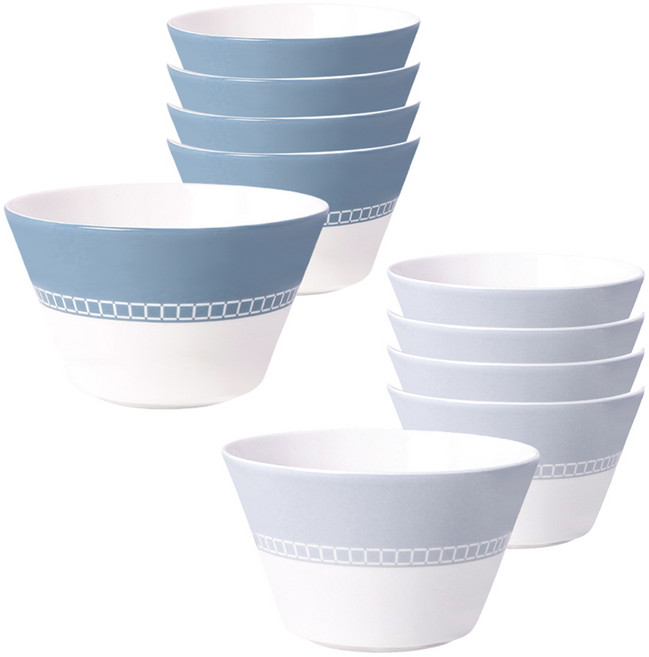 한국도자기 본차이나 아름 공기 2종 x 5p 세트, 블루, 그레이, 10개