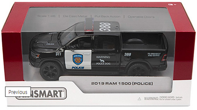 킨스마트 2019 닷지 램 1500 폴리스 다이캐스트카 KT5413P, 블랙, 1개
