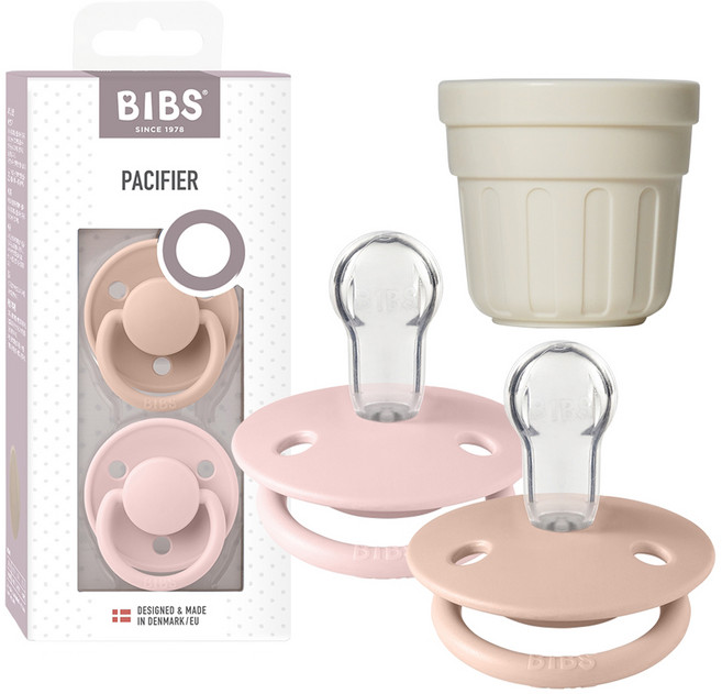 BIBS 디럭스 실리콘 쪽쪽이 2p + 전용캡 세트, ONE SIZE(36개월 미만), 9 블러쉬 & 블라썸, 1세트