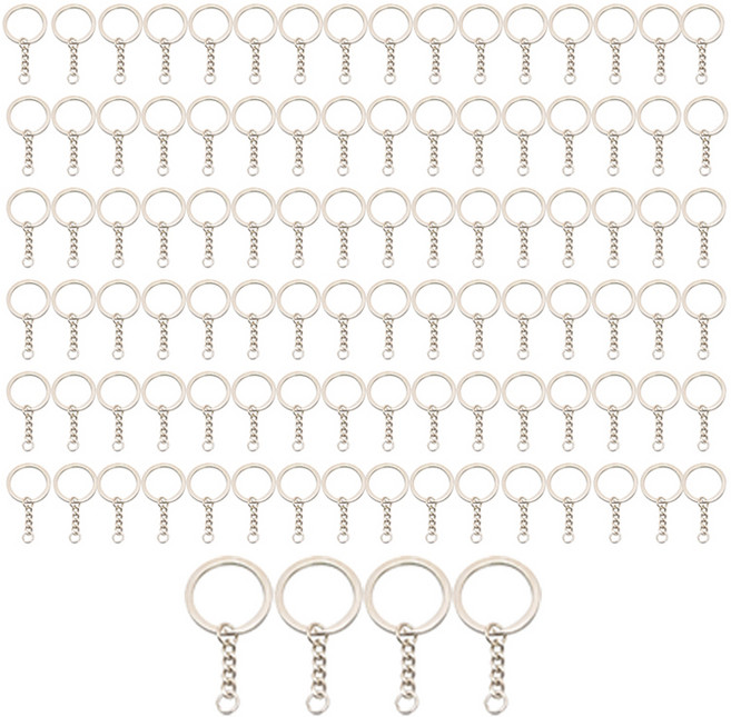 코히모 DIY 부자재 키링 연결 고링 체인줄 25 x 54 mm 4W307, 실버, 100개