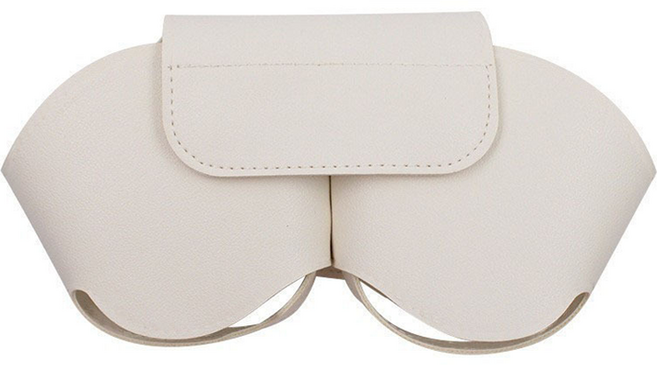 데일리조이 에어팟 맥스호환 똑딱이 버클 헤드폰 헤드셋 가죽 파우치, 화이트