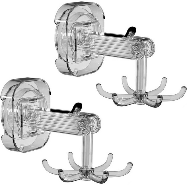 메오 주방 다용도 무타공 회전걸이, 투명, 2개