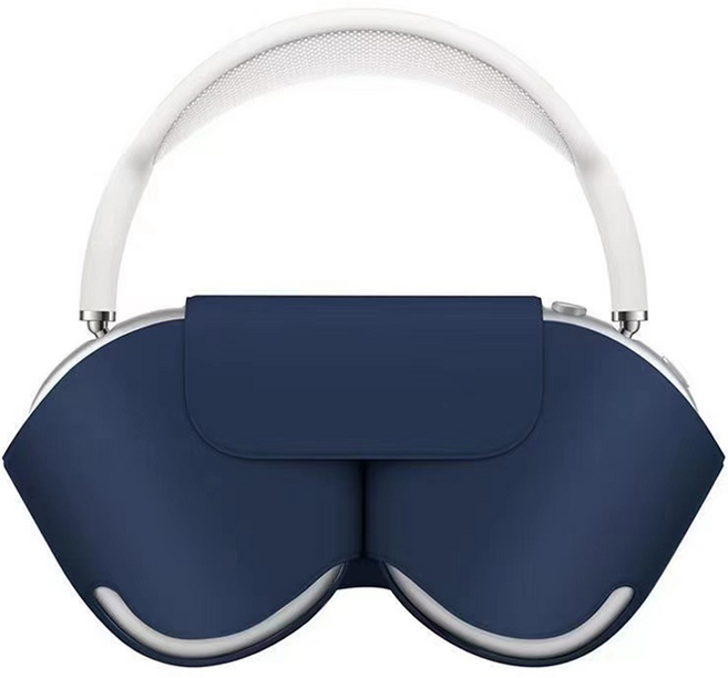 데일리조이 에어팟 맥스호환 똑딱이 버클 헤드폰 헤드셋 가죽 파우치, 네이비, 1개