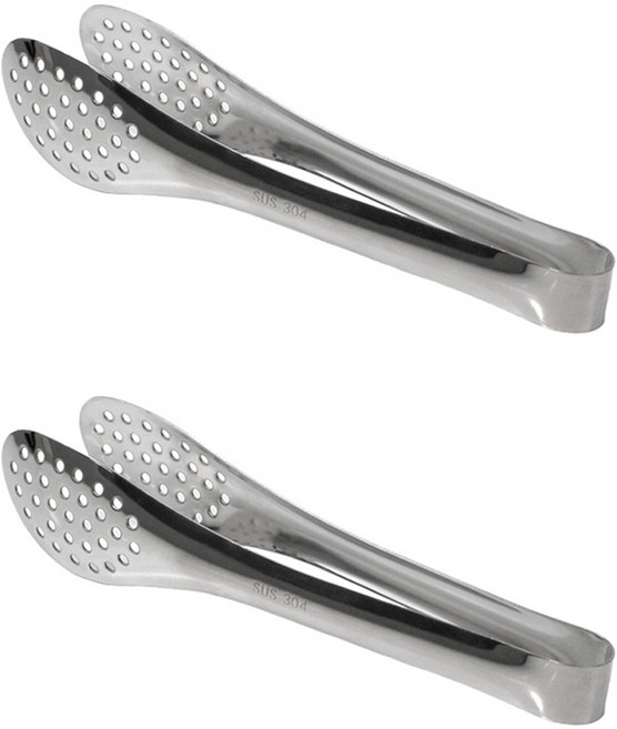 키친유 스텐 304 타공 샐러드 집게 180mm, 실버, 2개