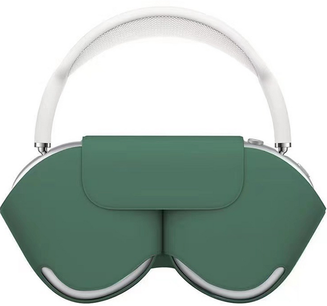 데일리조이 에어팟 맥스호환 똑딱이 버클 헤드폰 헤드셋 가죽 파우치, 다크그린, 1개