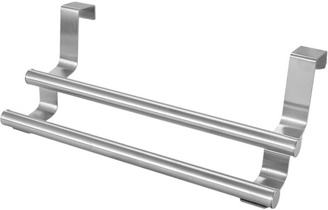 메오 더블 430 스테인레스 스틸 주방 행주걸이 랙, 실버, 1개