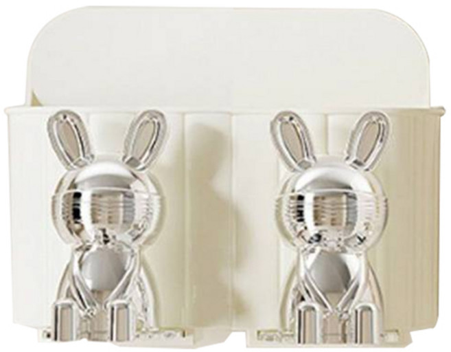 피어니스트 토끼 양치컵 칫솔 보관 거치대, 화이트, 1개