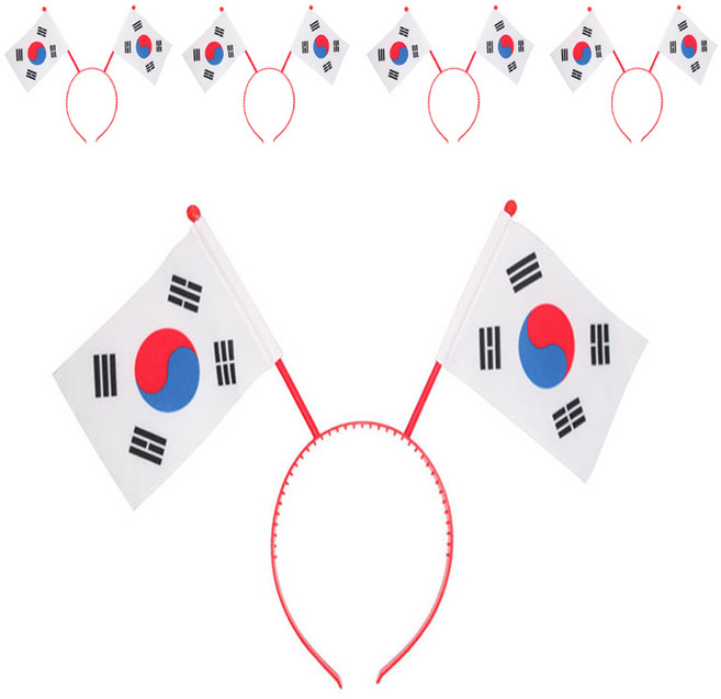 파티공구 태극기머리띠, 레드, 5개