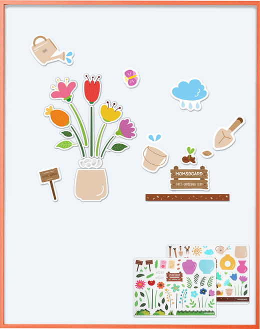 맘스보드 큐브보드 + 가드닝 자석놀이 세트, 다즐링선셋(몰딩), 페퍼민트(보드), 1개