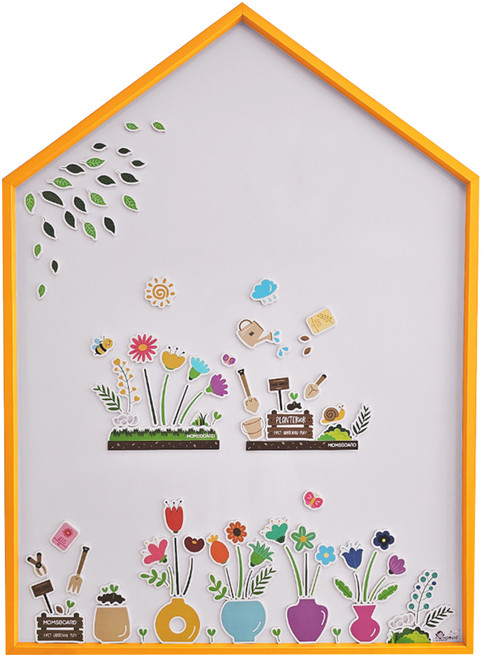 맘스보드 큐브 하우스 보드 + 가드닝 자석교구 세트, 다즐링선셋(몰딩), 웜그레이(보드), 1개