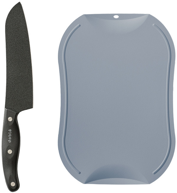 도블레 프리미어 산도쿠 식도 + 칼집나지 않는 도마 대 세트, 블루그레이(도마), 1세트