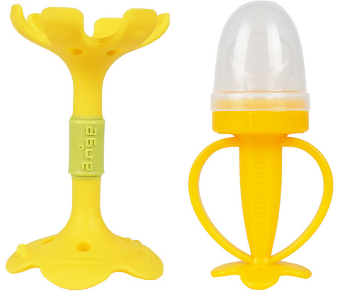 앙쥬 입술 치발기 + 황금바나나 과즙망 + 케이스 + 리필망 2p 세트, 옐로우(치발기), 옐로우(과즙망), 1세트