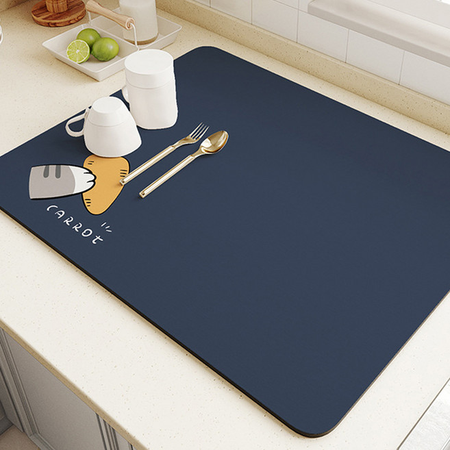 페이퍼먼츠 모던스윗 규조토 주방 식기 건조 매트 12572, 캐롯네이비