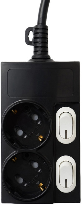 보에담 개별스위치 멀티탭 2구, 블랙, 1개, 5m