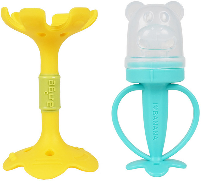 앙쥬 입술 치발기 + 예쁜곰 과즙망 + 케이스 + 리필망 2p 세트, 옐로우(치발기), 민트(과즙망), 1세트, 치발기 + 과즙망 + 케이스 + 리필망 2p