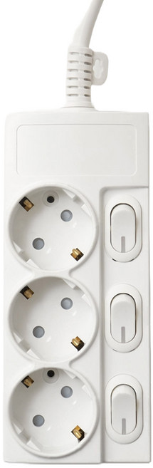 보에담 멀티탭 개별스위치 3구, 화이트, 1개, 1.5m