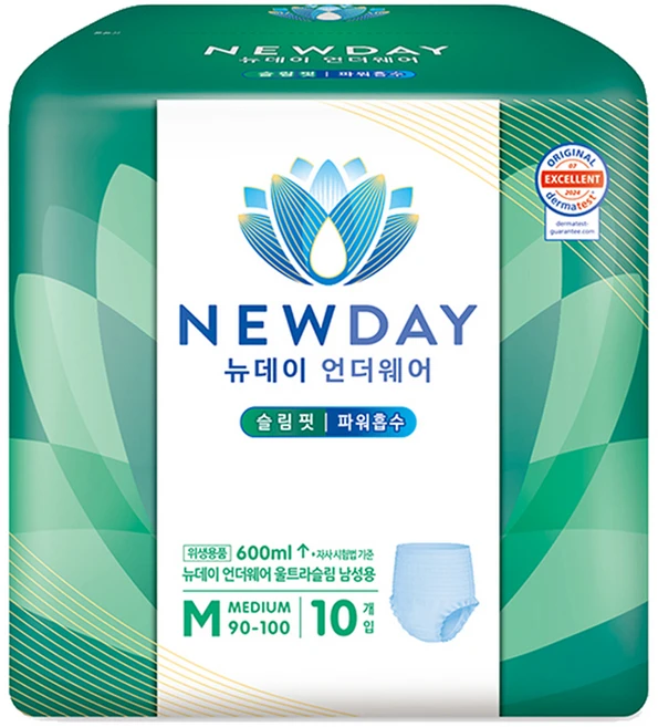 뉴데이 남성용 언더웨어 울트라슬림 성인기저귀, 중형, 10매입, 1세트 - 쿠팡