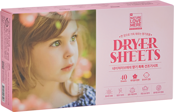 네이쳐러브메레 유아용 섬유유연제 건조기시트 체리블라썸향 40p, 80g, 1개