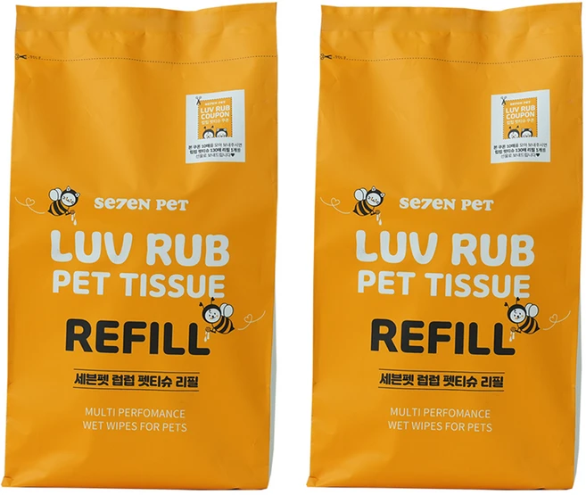 세븐펫 반려동물 럽럽 펫 물티슈, 130개입, 2개 - 쿠팡