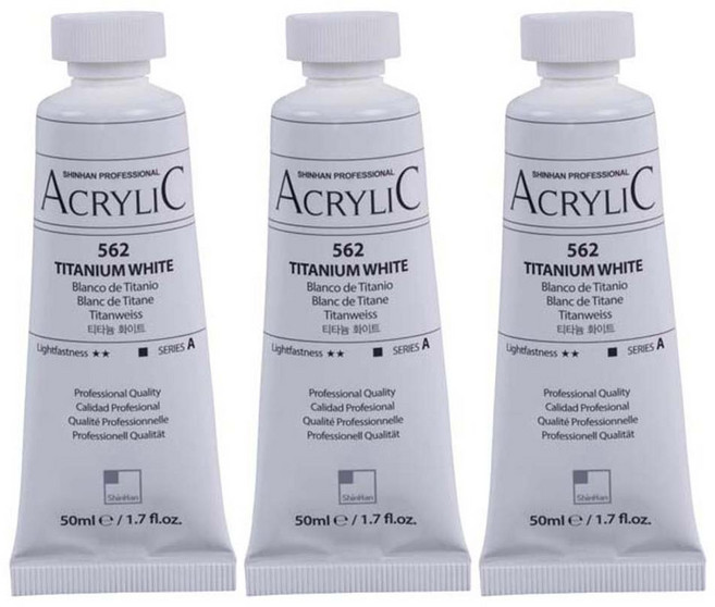 신한화구 전문가 아크릴컬러 튜브 티타늄 화이트 3p, 50ml, 1색