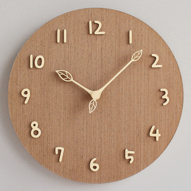 MJK 우드소프트 무소음 벽시계, 라이트월넛