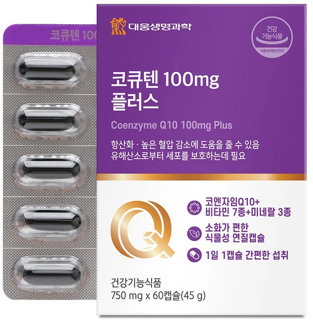 대웅생명과학 코큐텐 100mg 플러스 45g, 1개, 60정 - 쿠팡