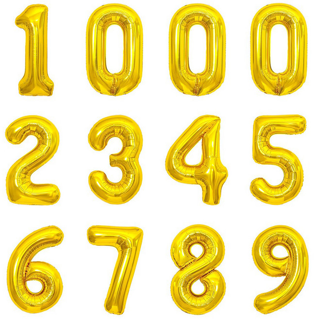 파티아일랜드 숫자 호일 풍선 12p 세트 40cm, 골드, 1세트