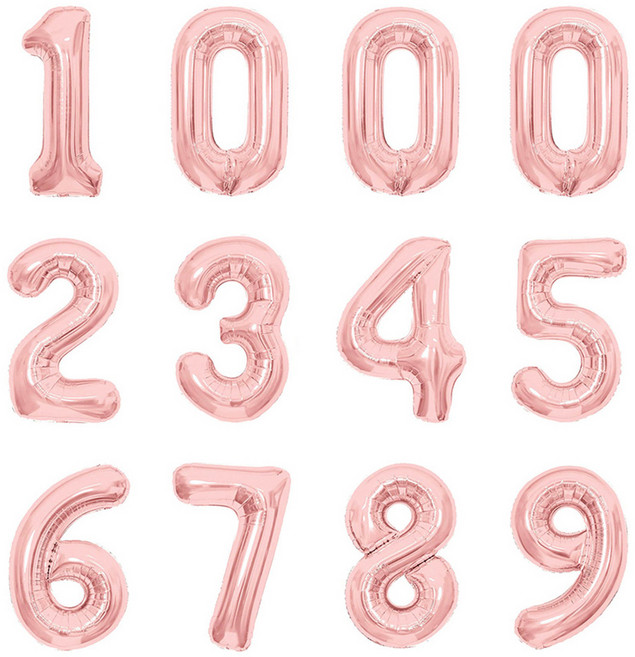 파티아일랜드 숫자 호일 풍선 12p 세트 40cm, 로즈골드, 1세트