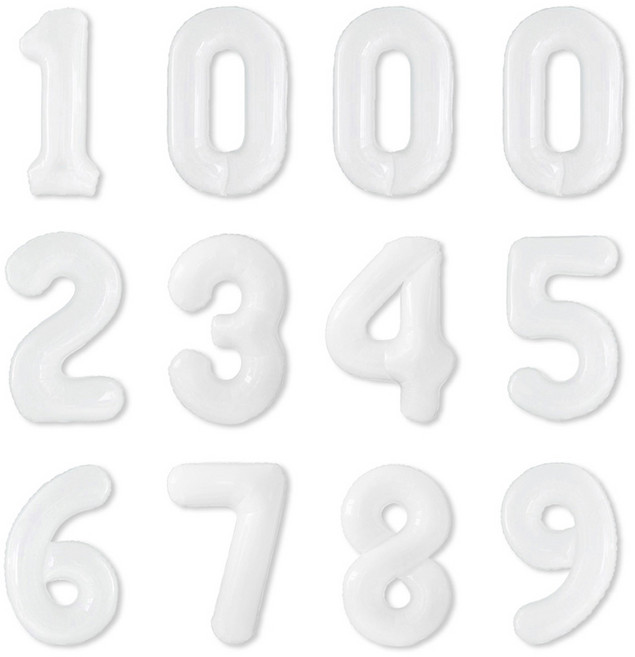 파티아일랜드 숫자 호일 풍선 12p 세트 40cm, 화이트, 1세트