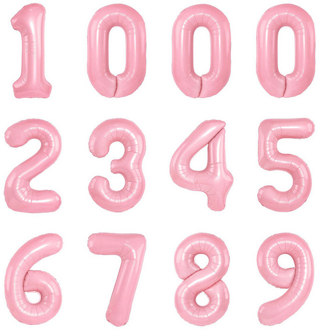 파티아일랜드 숫자 호일 풍선 12p 세트 40cm, 핑크, 1세트