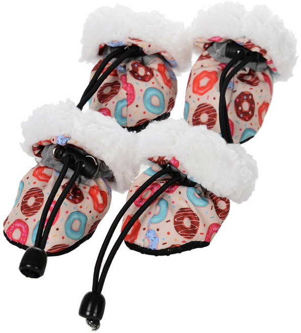 킹스로드 강아지 미끄럼방지 예쁜 신발 기모, 도넛, 4개