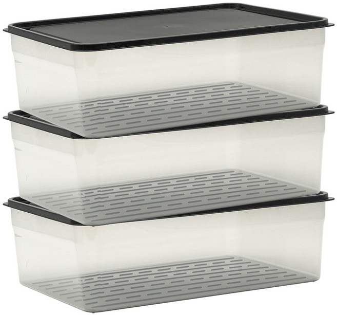 생활엔 말랑핏 차곡차곡 식재료 보관용기 블랙, 3개, 6000ml