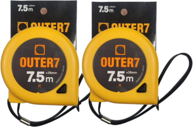 OUTER7 줄자 7.5m, 2개