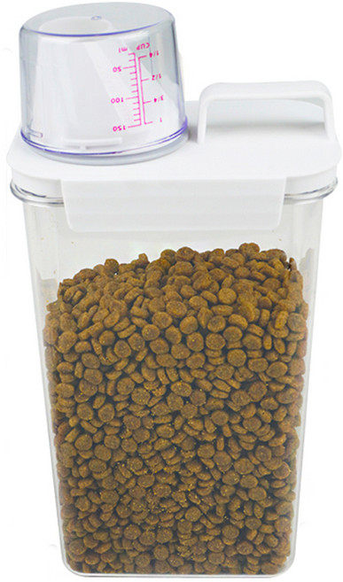 네오짱 반려동물 투명 밀폐 사료 보관통, 화이트, 1개, 2.3L