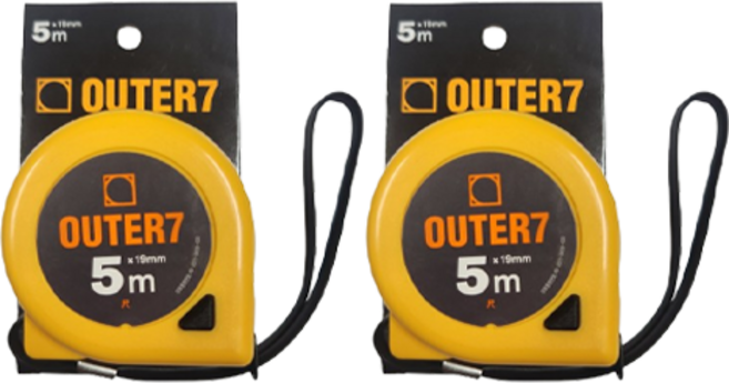 OUTER7 척 센티미터 겸용줄자, 2개